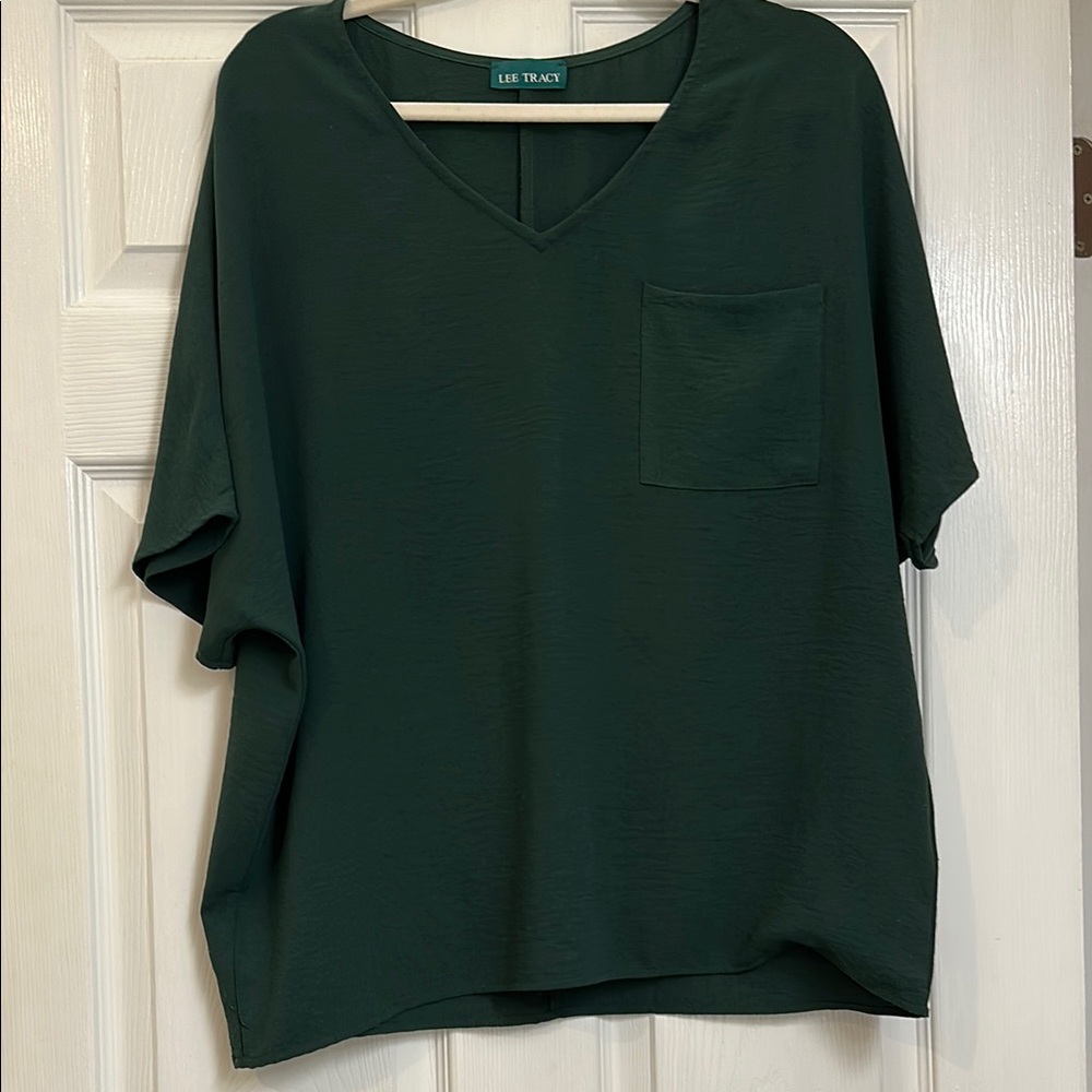 Lee Tracy Green V-Neck Top